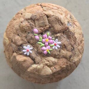 Brand New Hand Crafted Magnet Created from Champagne Cork Featuring Flowers